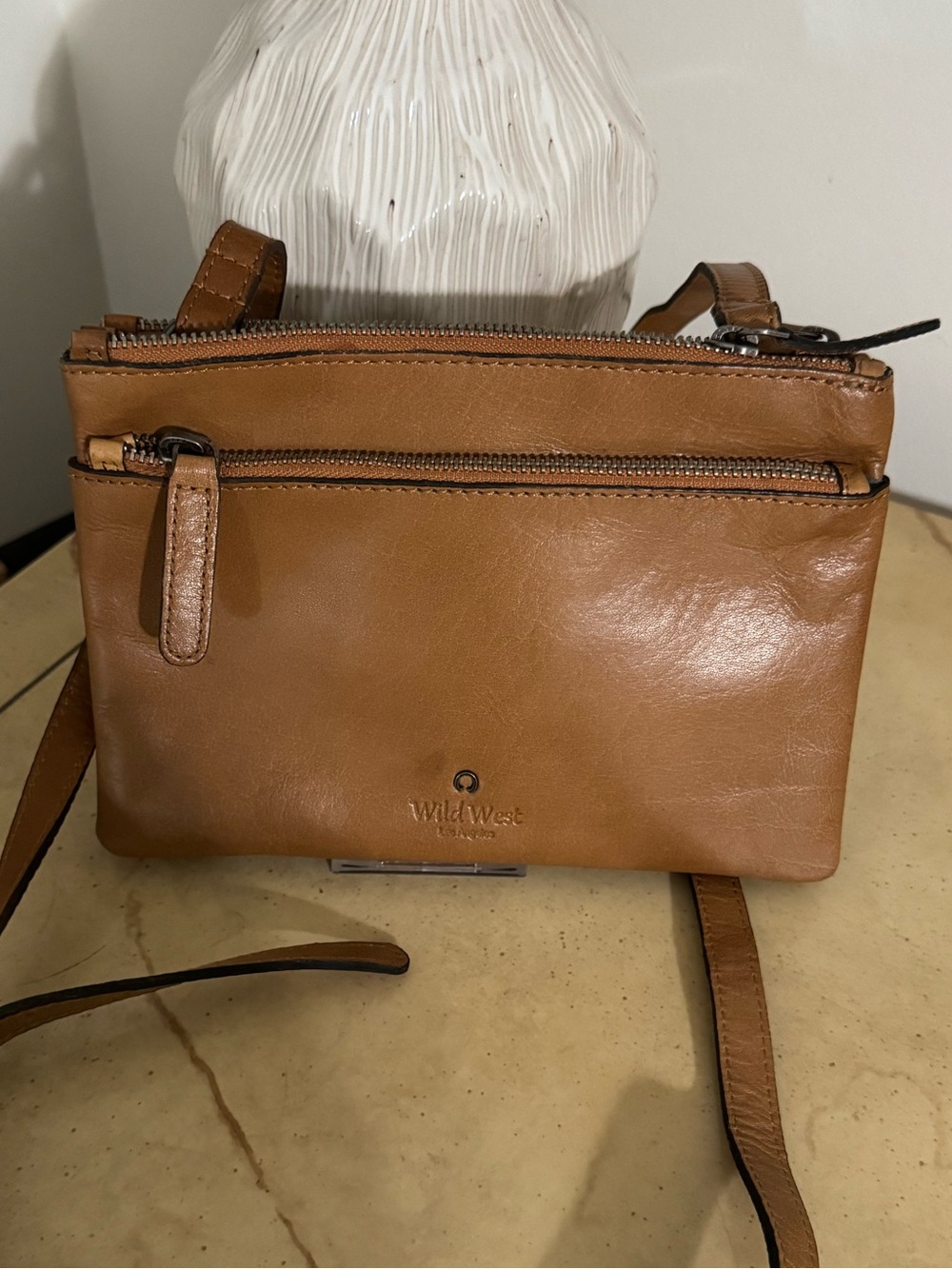 Wild West Tan Leather Crossbody Bag